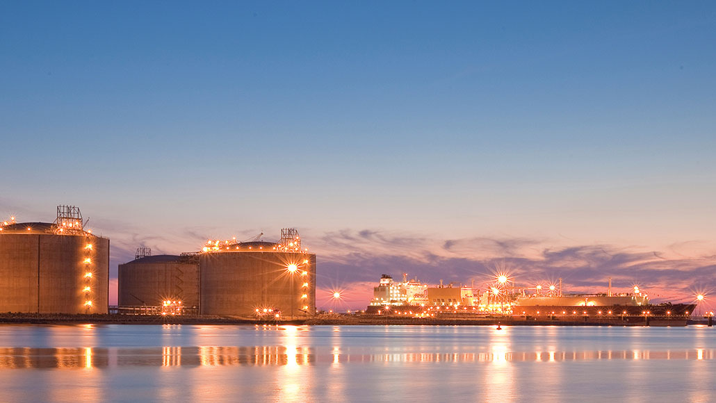 Golden Pass LNG Terminal at dusk