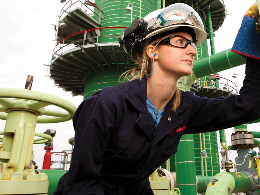 A female employee onsite in Canada