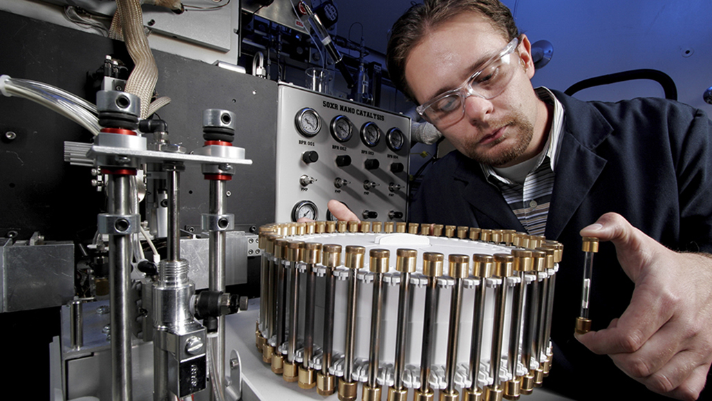 An ExxonMobil scientist working in a lab