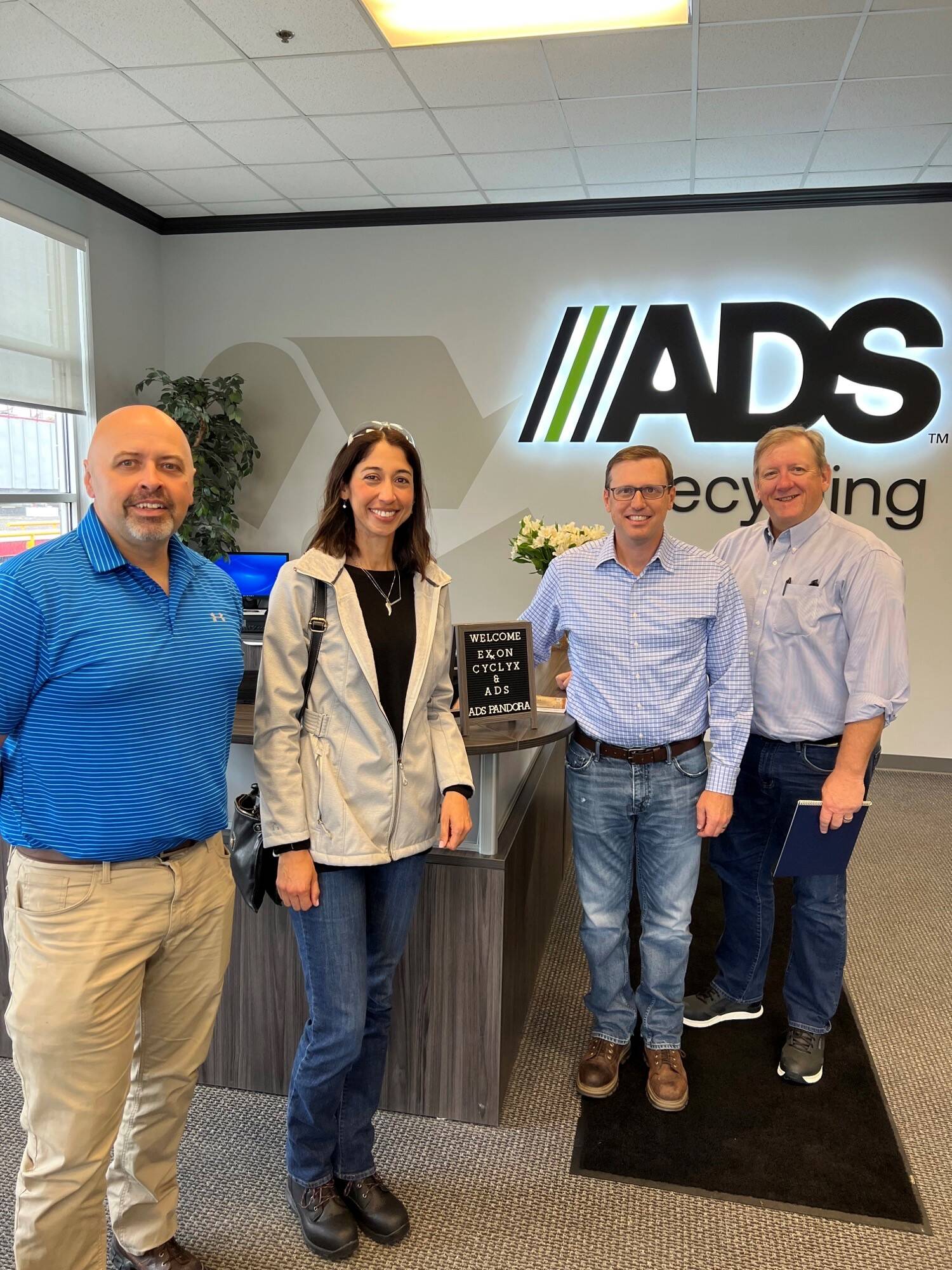 Natalie and co-workers at the ADS Recycling Facility in Pandora, Ohio.