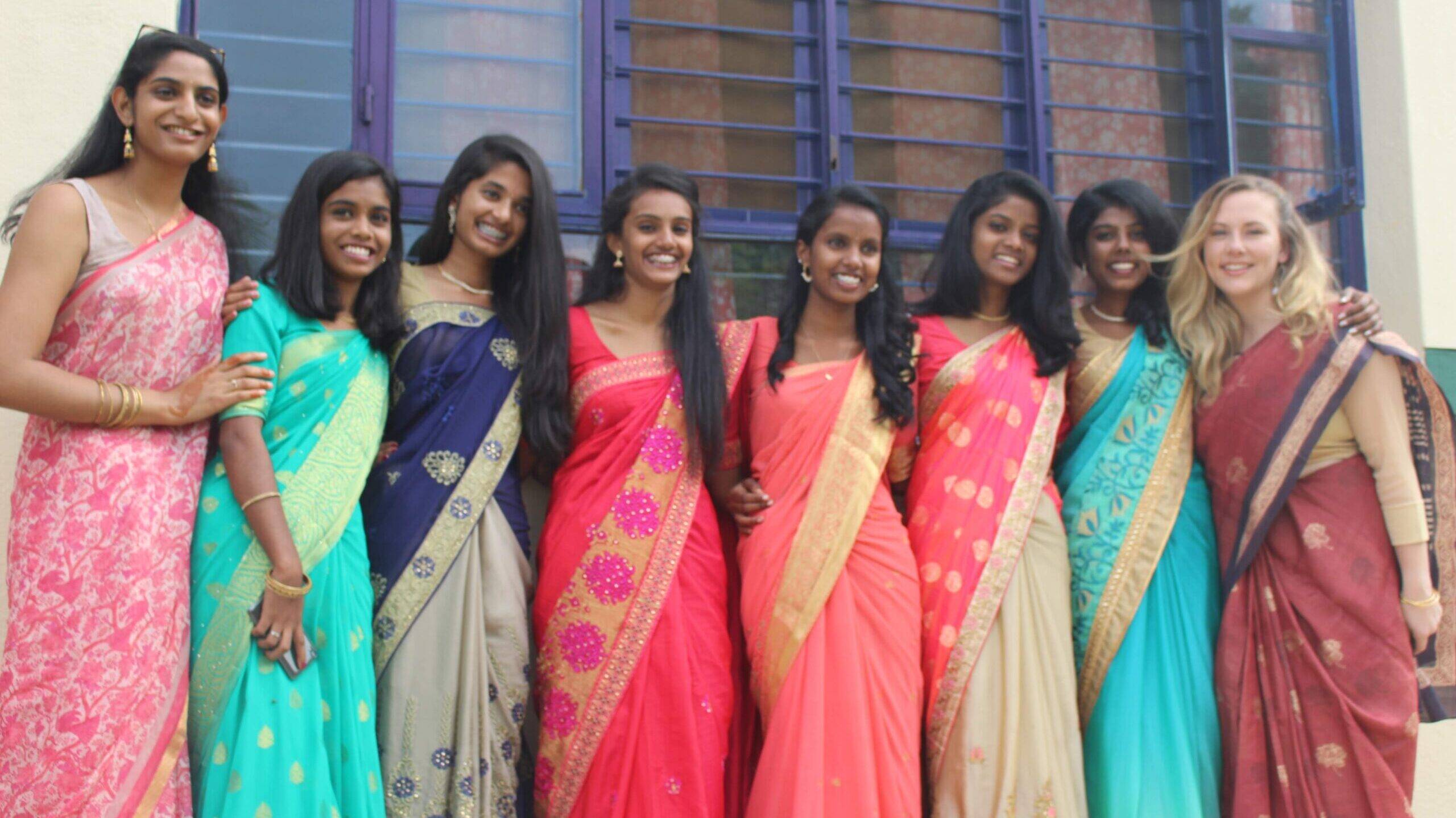 Image Janani, fourth from the right, and other young girls and mentors from Shanti Bhavan