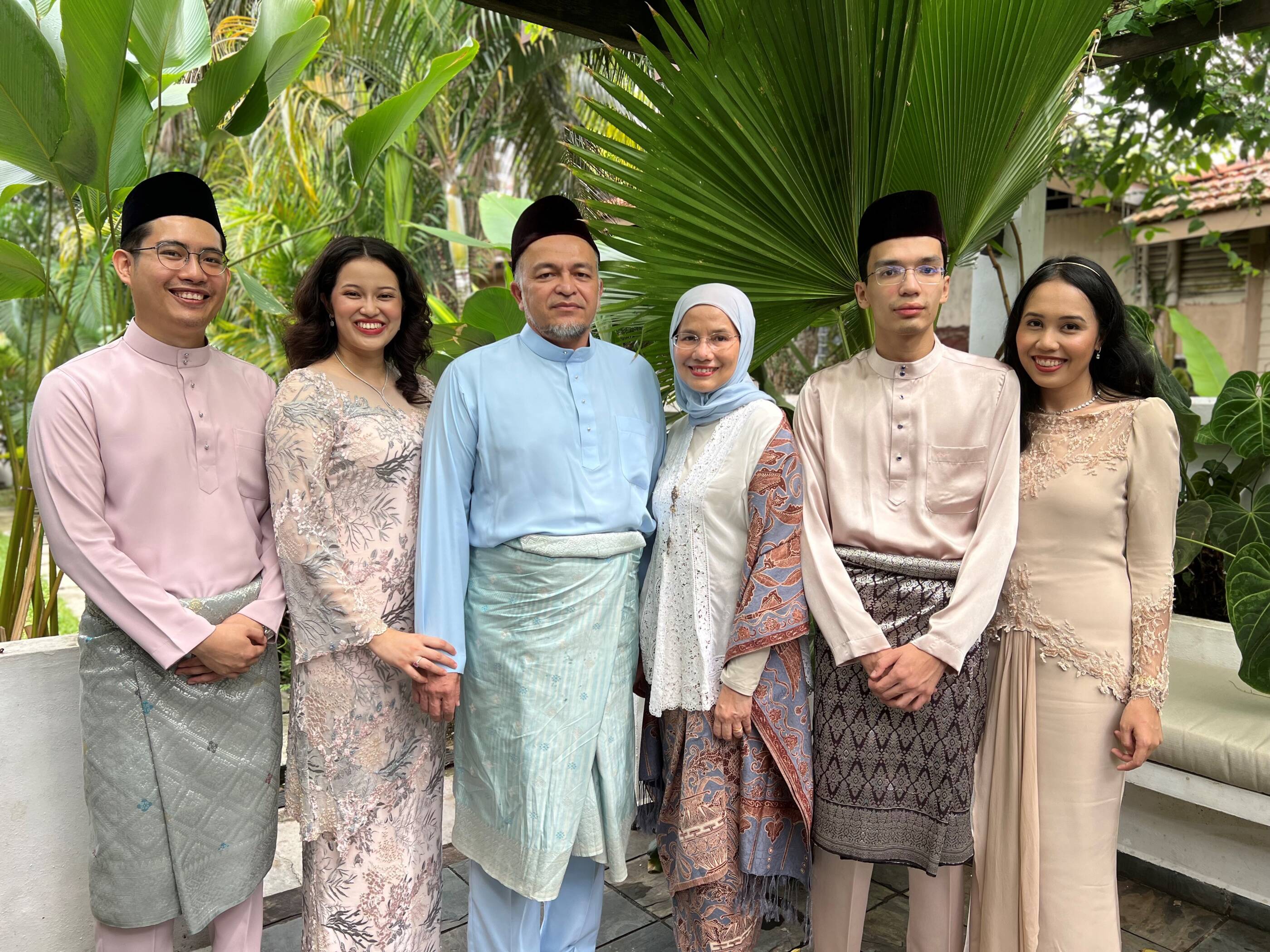 Intan and her family at their family home, celebrating Eid in April 2024.